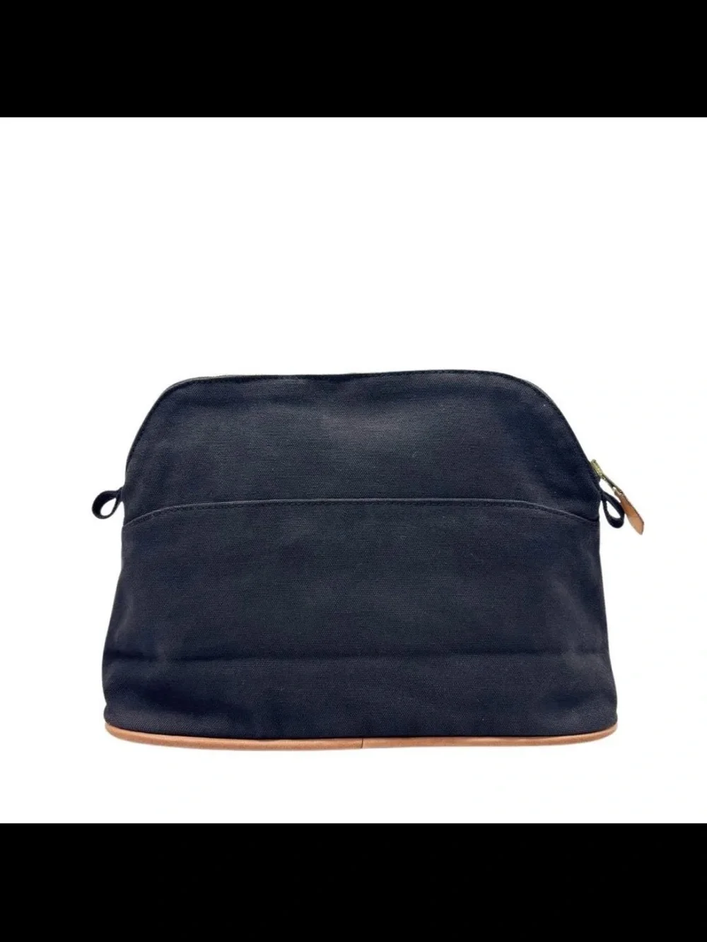 Hermes Black Canvas and Tan Trim Toiletry Pouch